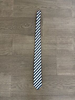 Hugo Boss Navy and White Diagonal Stripe Tie